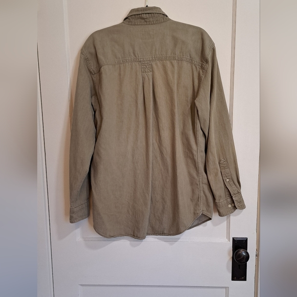 Khaki Green Vintage Woolrich Casual Long Sleeve Button-Up Shirt - Picture 2 of 7